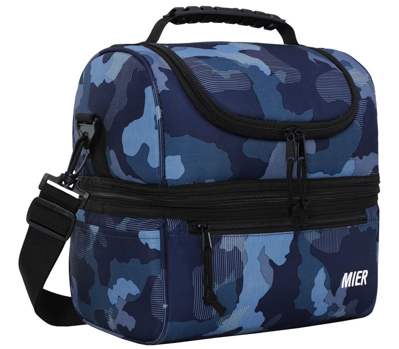 MIER Adult Lunch Box Insulated Lunch Bag Large Cooler Tote Bag for Women, Double Deck Cooler, Camouflage (Large) - Image 5